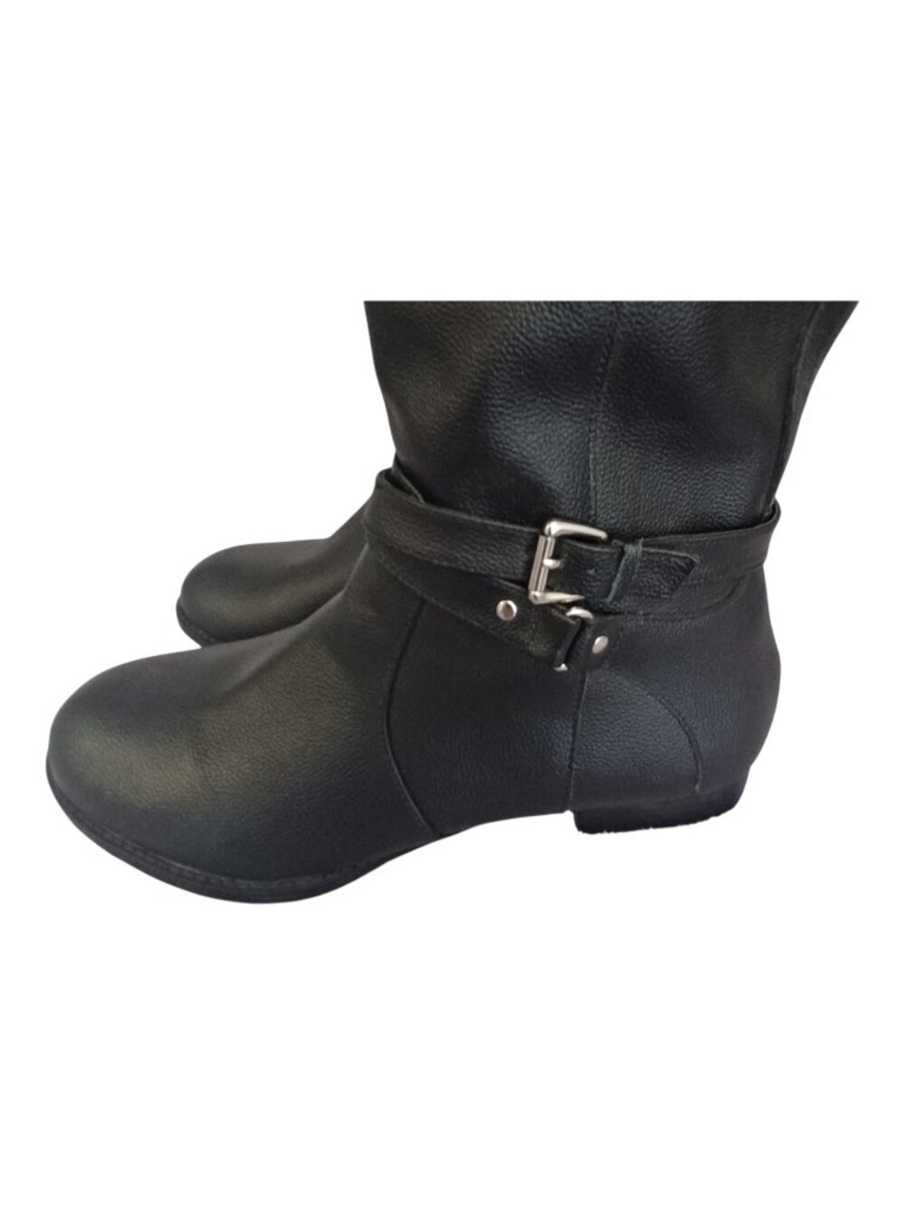 Comfortview The Janis Black Tall Leather Wide Calf Boots Size 9 1/2 W - Picture 7 of 10